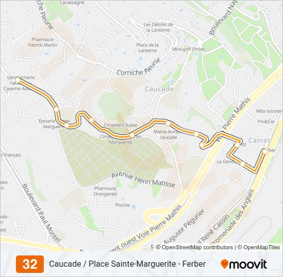 Plan de la ligne 32 de bus