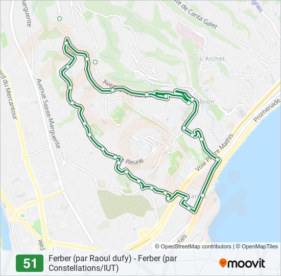 Plan de la ligne 51 de bus