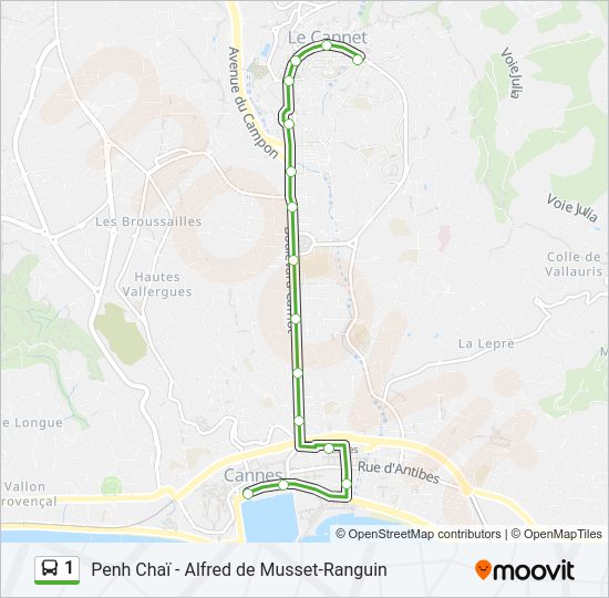 Plan de la ligne 1 de bus