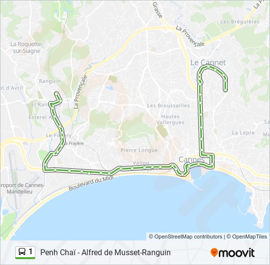 Mapa de 1 de autobús