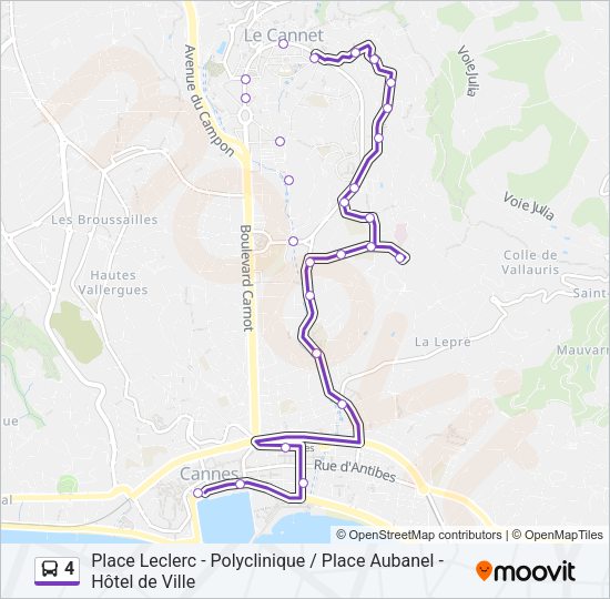 Plan de la ligne 4 de bus