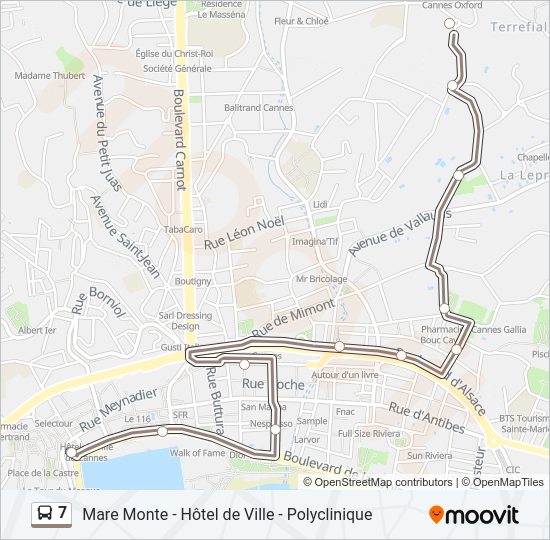 Plan de la ligne 7 de bus