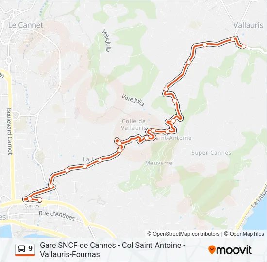 9 Bus Line Map