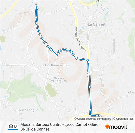 B Bus Line Map
