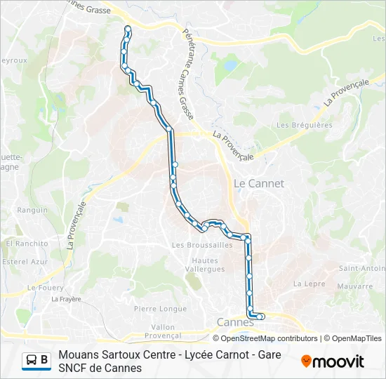 B Bus Line Map