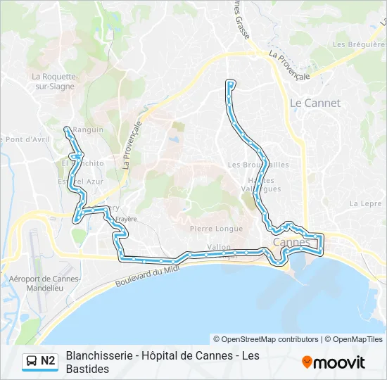 N2 Bus Line Map