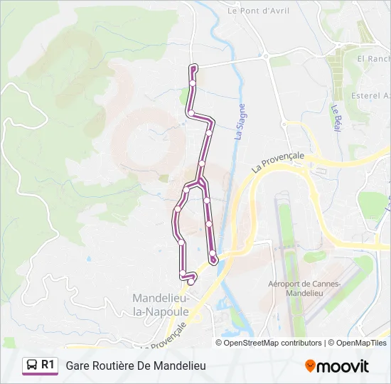 R1 Bus Line Map