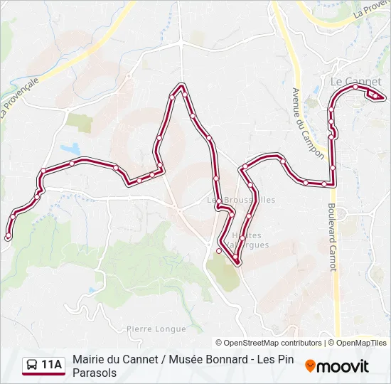 Plan de la ligne 11A de bus