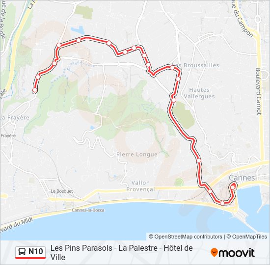 N10 bus Line Map