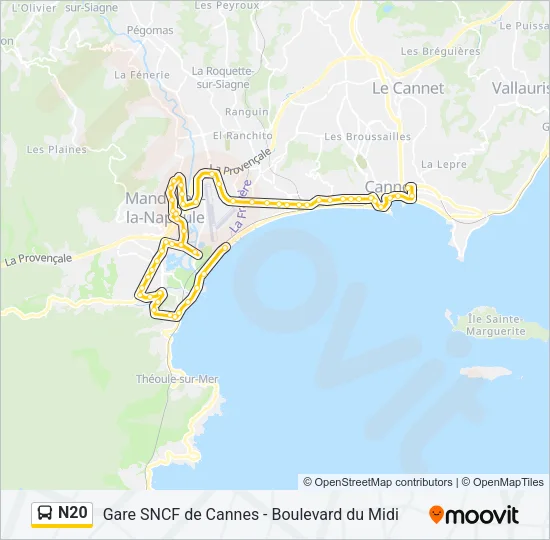 N20 Bus Line Map