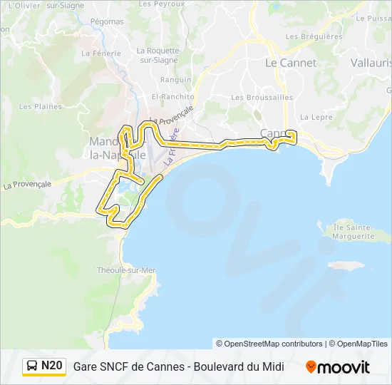 N20 Bus Line Map