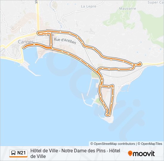 N21 bus Line Map