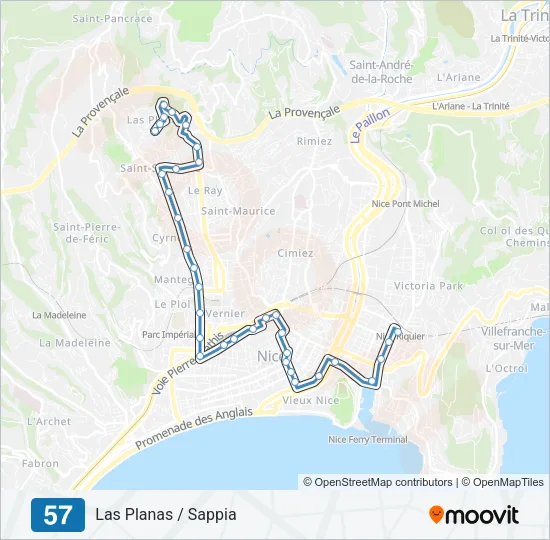 57 Bus Line Map