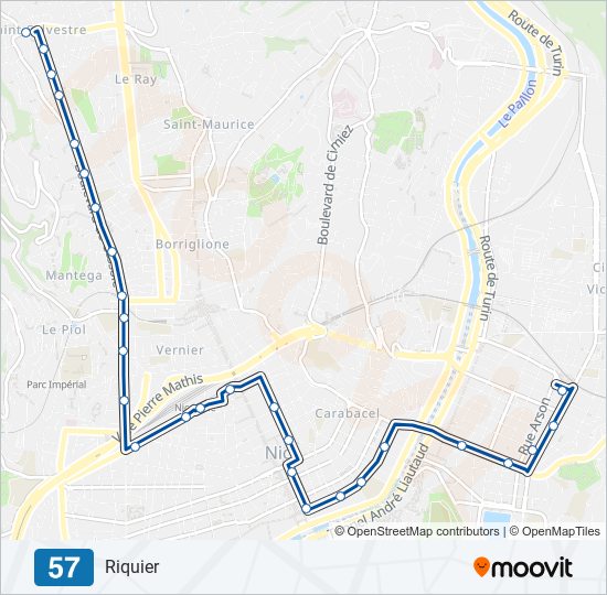 57 bus Line Map
