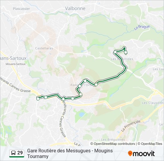 Plan de la ligne 29 de bus