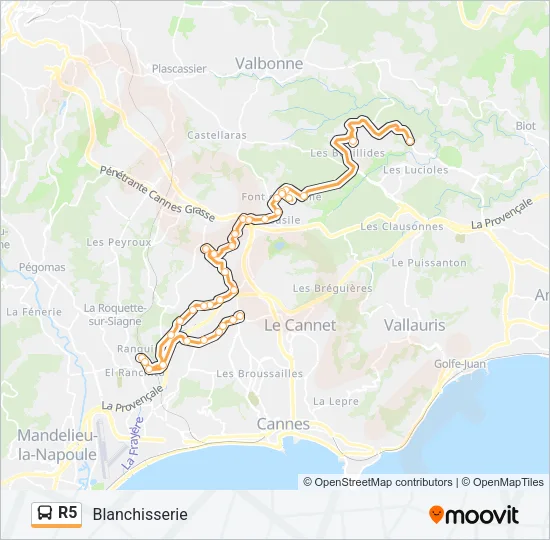 R5 Bus Line Map