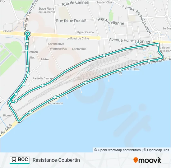 BOC Bus Line Map