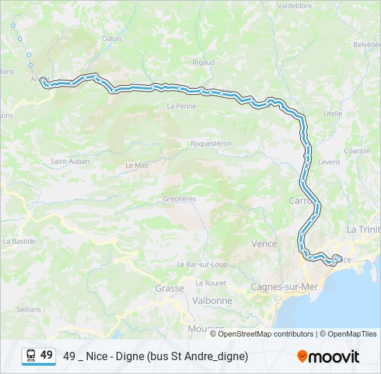 Plan de la ligne 49 de train