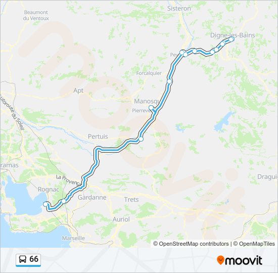 Plan de la ligne 66 de bus