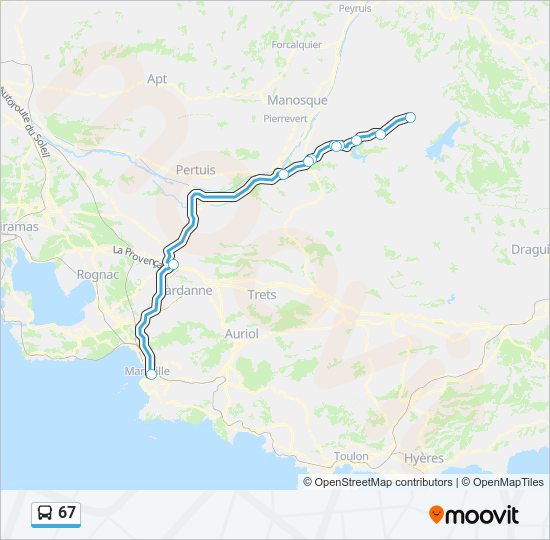 Plan de la ligne 67 de bus