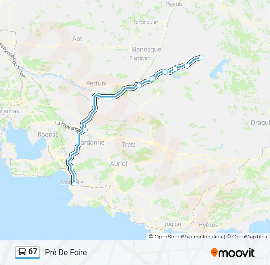 67 Bus Line Map