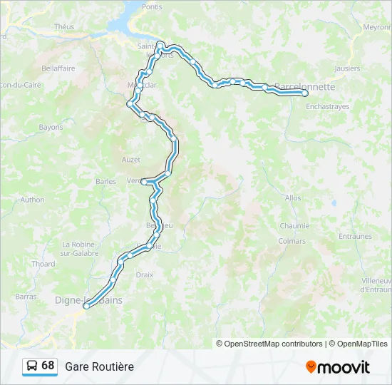 68 Bus Line Map