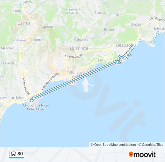 Plan de la ligne 80 de bus