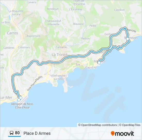 80 Bus Line Map