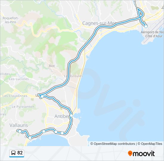 Plan de la ligne 82 de bus