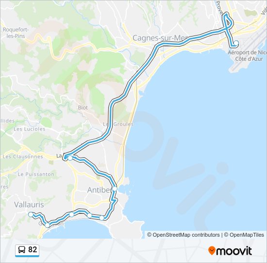 Plan de la ligne 82 de bus