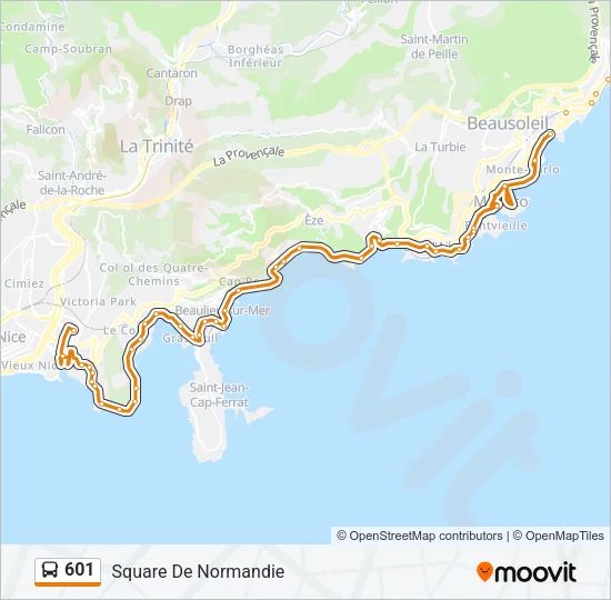 601 Bus Line Map