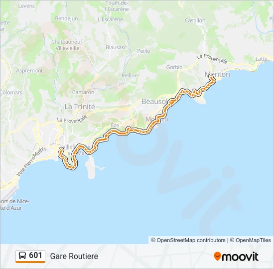 601 Bus Line Map