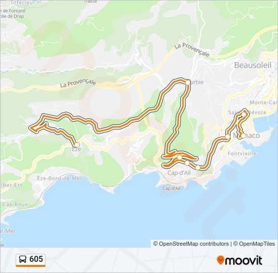 Plan de la ligne 605 de bus