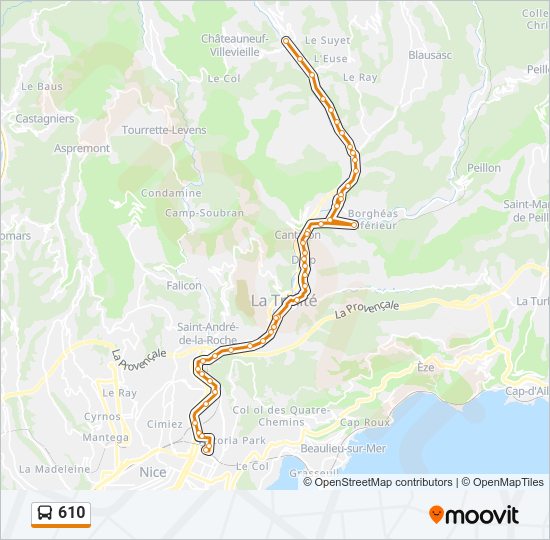 Plan de la ligne 610 de bus