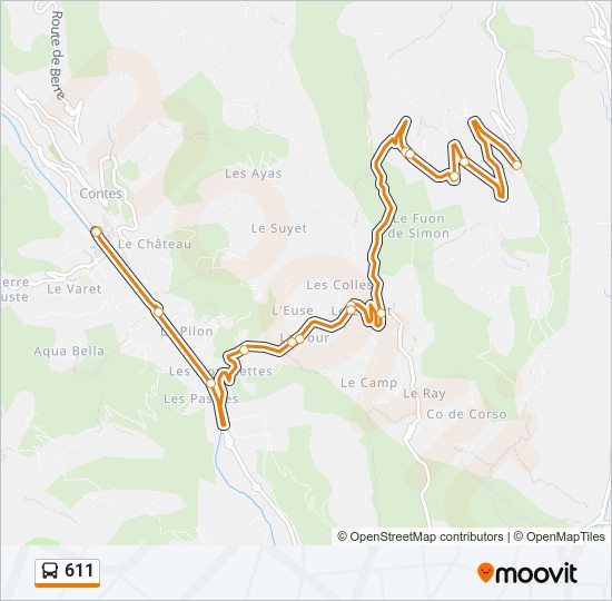 Mapa de 611 de autobús