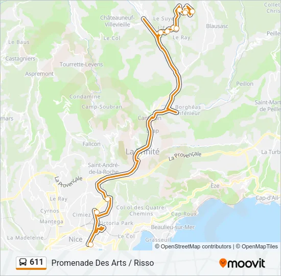 611 Bus Line Map