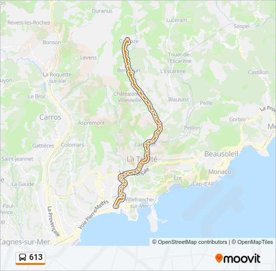 Plan de la ligne 613 de bus