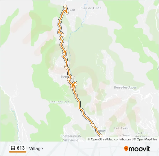 613 Bus Line Map