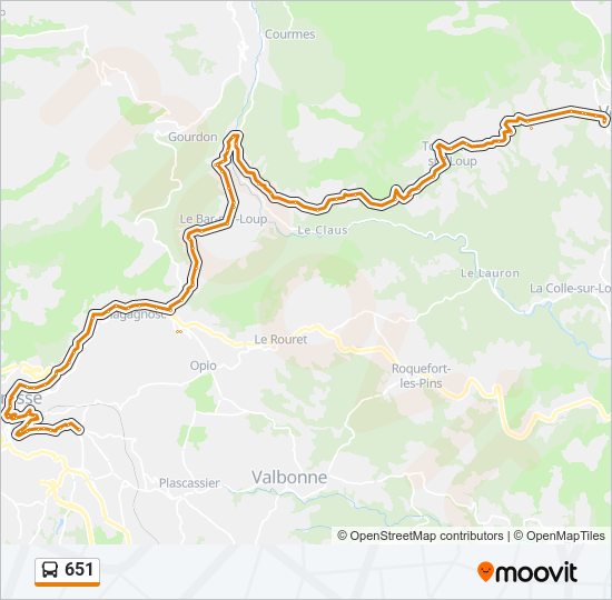 Mapa de 651 de autobús