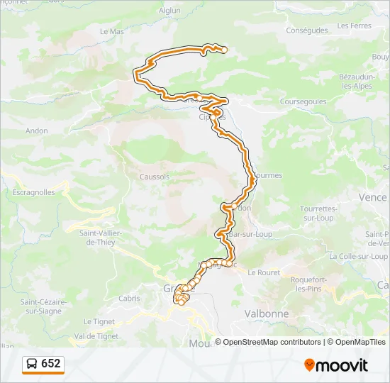 652 Bus Line Map