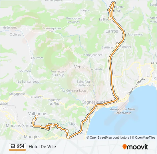 654 Bus Line Map