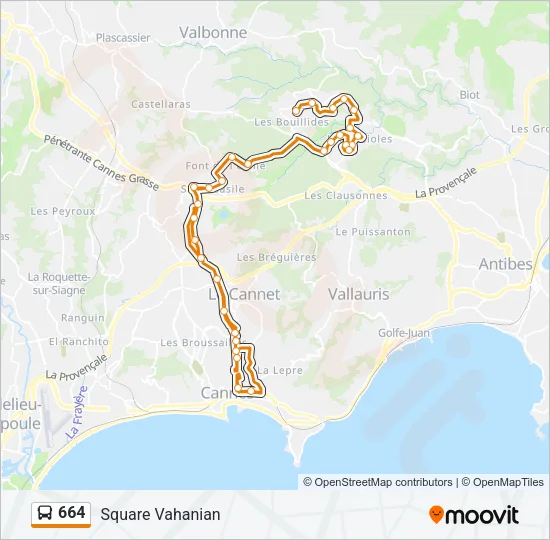 664 Bus Line Map