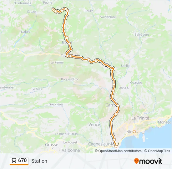 670 Bus Line Map