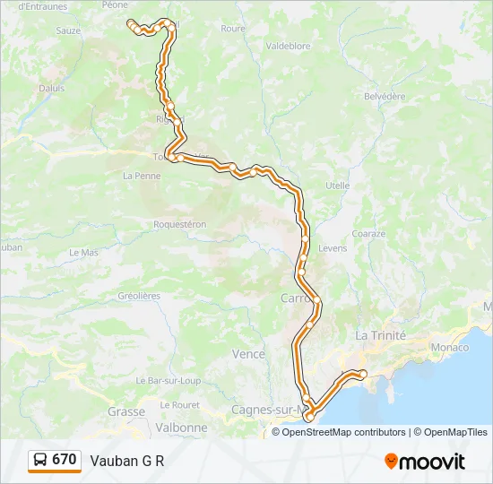 670 Bus Line Map