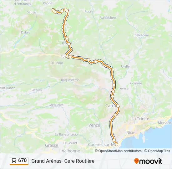 670 Bus Line Map