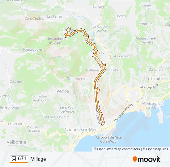 671 Bus Line Map