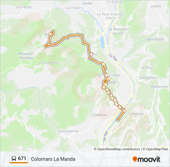 671 Bus Line Map