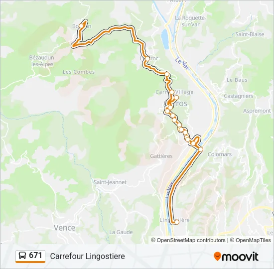 671 Bus Line Map