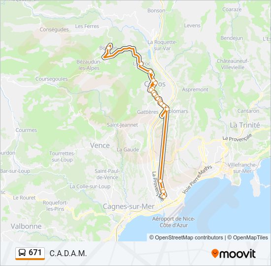 671 Bus Line Map