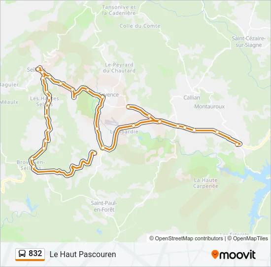 832 Bus Line Map